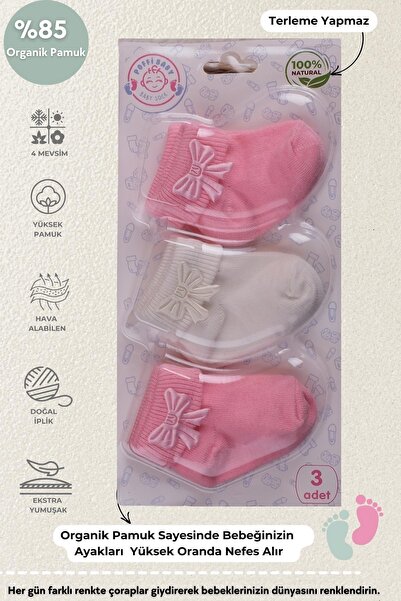 poffibaby Organic Cotton Ribbon Baby Girl 3-Piece Premium Newborn