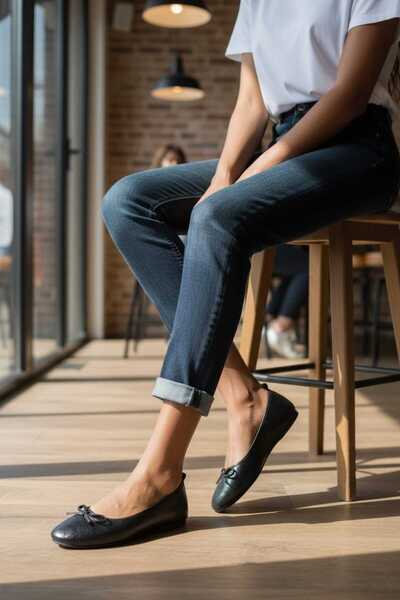 Ves Women's Ribbon Detailed Daily Comfortable Stylish Ballerinas