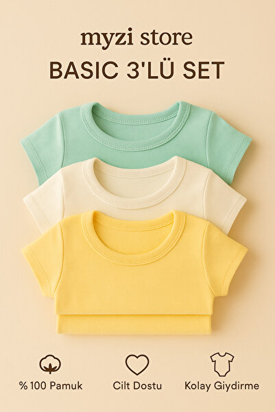 MYZİ STORE طقم ملابس داخلية للجنسين مكون من 3 قطع بأكمام قصيرة، 3 قطع، 100% ق...