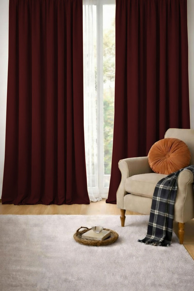 BD beyaz dokuma Claret Red Blackout Light Reof Parasolar Thermal Blackout Cor...