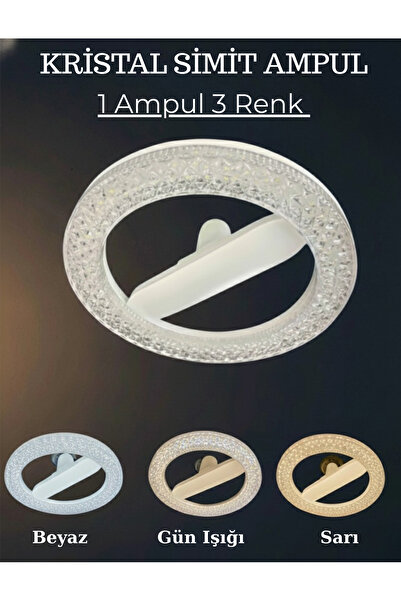 ŞIK MODA Tek Ampul 3 Farklı Renk - 3 Renkli Kristalli Simit Ampul - Sen Hangi...