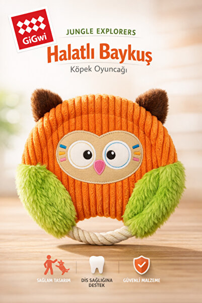 Gigwi Jungle Explorers Serisi Halatlı Baykuş Köpek Oyuncağı - Küçük & Orta Irk