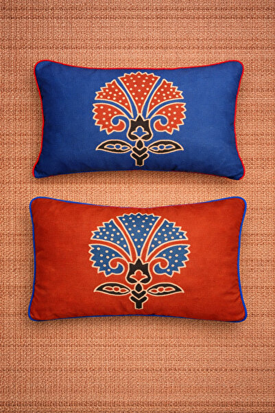 Alacastore مجموعة أغطية وسائد مزدوجة بنمط عرقي عثماني تقليدي باللون الأحمر وا...