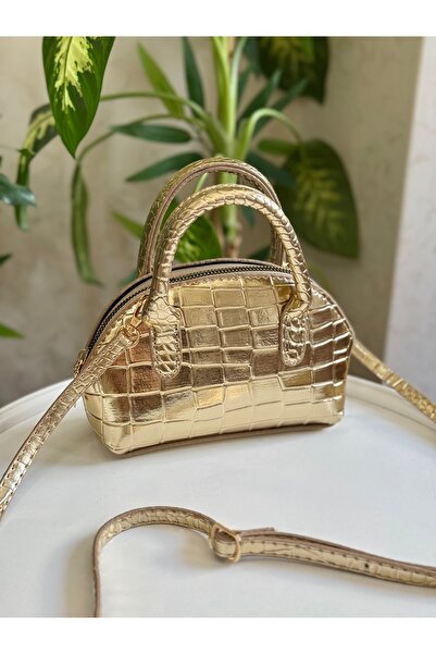 ZEYS Geantă de mână cu curea lungă, cu model de crocodil, strălucitoare, pent...