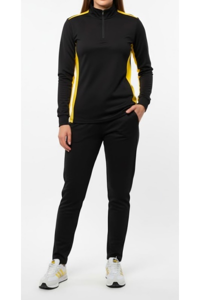 bumerangspor Half Zipper Black Tracksuit Set Women