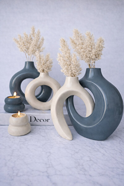 Luthien Brightly Lacquered Ivy Vase, Donut Vase and Candlestick Set
