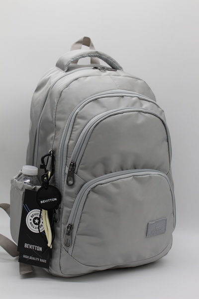 ÇantaExpress 34600 Geantă de școală din țesătură gri rezistentă la apă Rucsac...