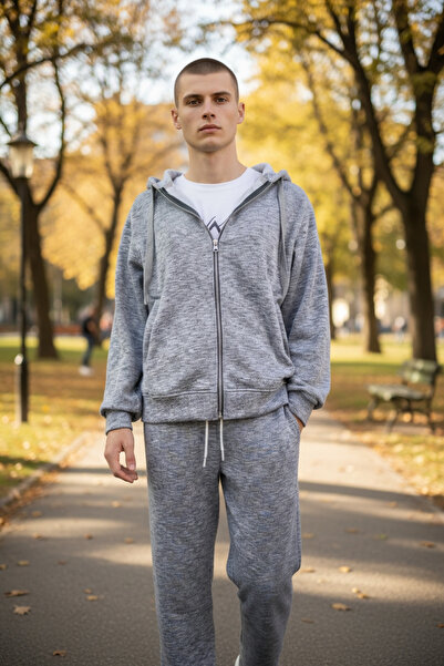 AHMERA Gray Unisex Regular Fit Zippered Hooded Hidden Pockets Transitional Ja...