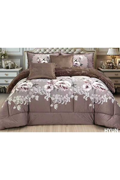 Roshen طقم لحاف نفرين مفرش 6 قطع مخمل فرو شتوي لحاف مقاس 230*250سم