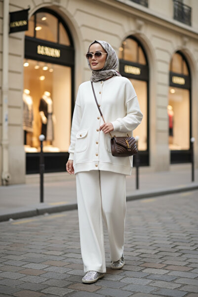 Aselim Hijap Moda طقم كارديجان من قماش أوسيل سيلانيك مكون من قطعتين – O قصة ف...