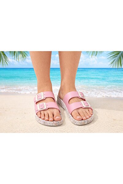 PUREFY Papuci de damă GZR cu talpă anti-alunecare, aspect cu cataramă, talpă ...