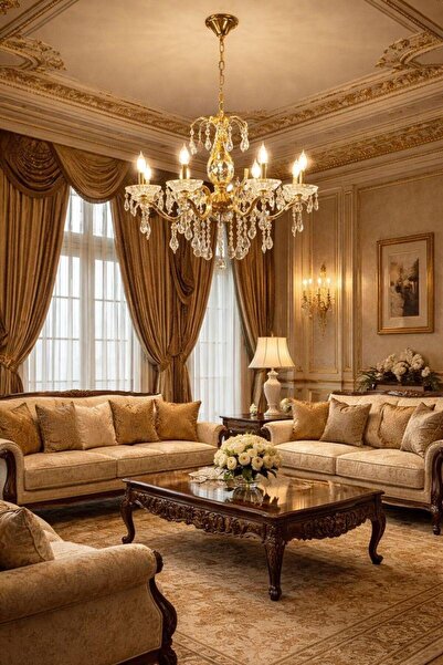 HAMER ثريا شمعدان كلاسيك فاخر يناسب صالات الاستقبال ذهبي