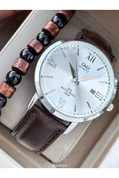 Q&Q العلامة التجارية TAKVILI ريترو براون، ضمان لمدة 24 شهرًا، مقاوم للماء، سا...