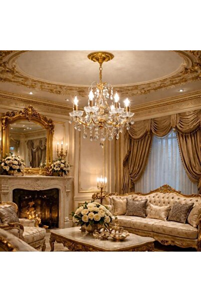 HAMER نجف مودرن تصميم كلاسيكي شمعدان مع كرستالات متلألئ ذهبي