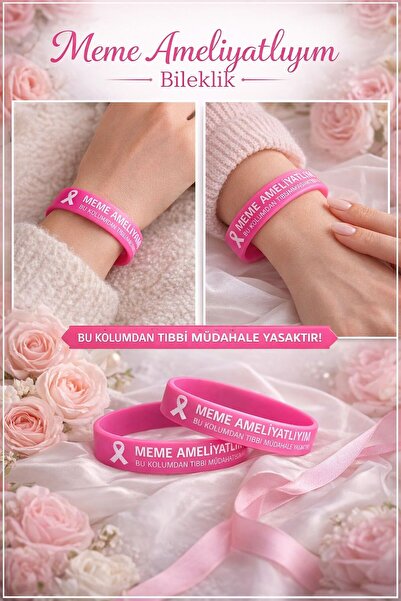 Jet Sepet Silikon Farkındalık Bilekliği - Meme Ameliyatı Sonrası Lenf Ödem Bi...