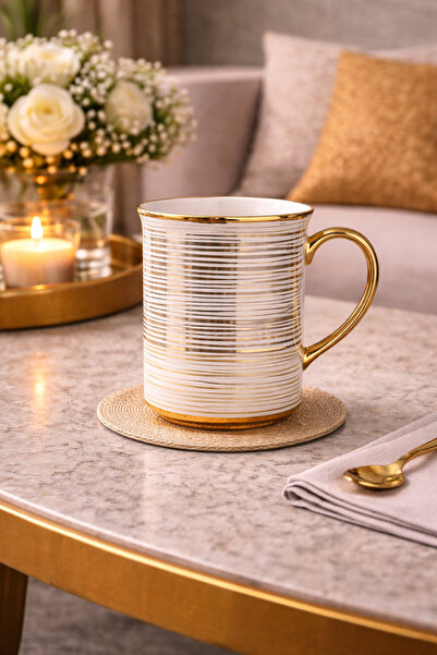 Generic Elegant ceramic teacup with a touch of luxury, made in Turkey.