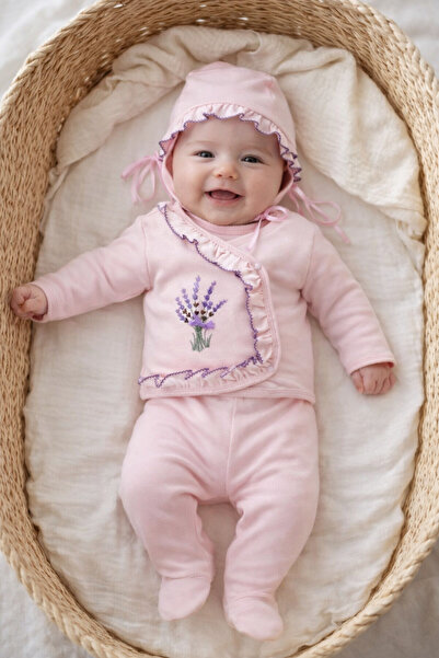 Bilge Trend Baby Girl Newborn Pink Lavender Embroidered Luxury Hospital Relea...