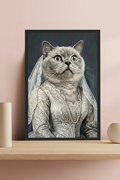 Cadran Kedi tasarımlı Çerçeve Görünümlü Mdf Tablo