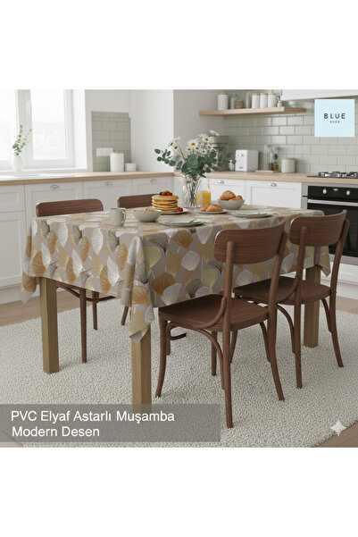 Blue Home Fiesta Lux Pvc Fiber Tablecloth - Waterproof Modern Pattern Kitchen...