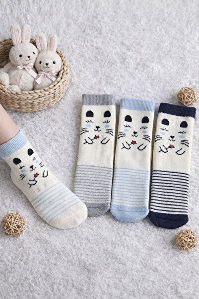 EFİLACCESSORİES 4 LÜ KAYDIRMAZ TABANLI HAVLU KIŞLIK ÇOCUK ÇORABI