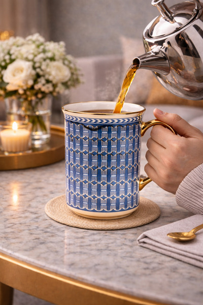 BYART كوب شاي سيراميك أنيق بلمسة فخامة صناعة تركية