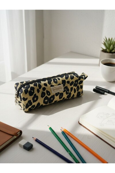 in steilla حامل أقلام بنمط الفهد، علبة أقلام مزخرفة..