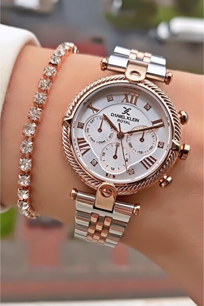 Daniel Klein ساعة يد نسائية ماركة روز فضية اللون - سوار 0850dkl011207