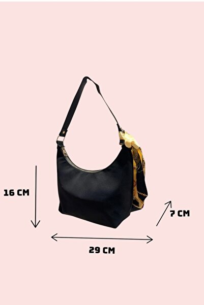 ZİVORA Geantă de umăr cu fermoar, cu detaliu de eșarfă din piele intoarsa