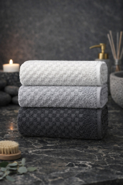 SHAL HOME Shal %100 Pamuk 3'lü El Yüz Havlu Seti