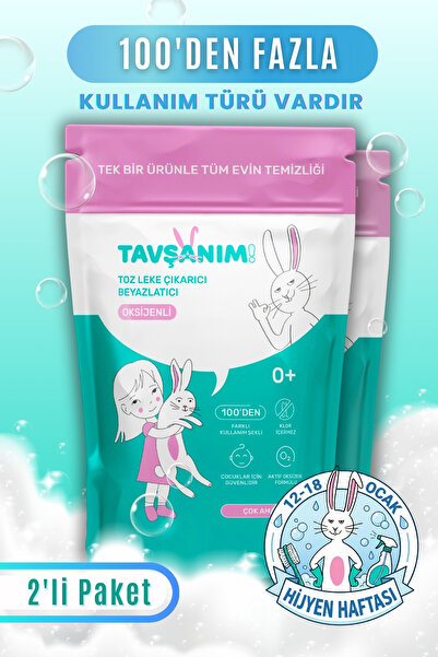 TAVŞANIM! Çok Amaçlı Oksijenli Toz Leke Çıkarıcı Ve Beyazlatıcı 2x800g