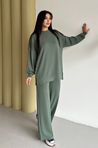 adba style طقم تونيك حجاب كبير الحجم من القطن الممشط للنساء 4028