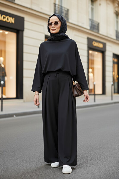 Aselim Hijap Moda Light Touch Fabric Pleated Wide Leg Two-Piece Suit – Season...