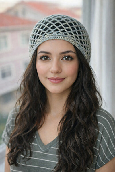 A&D HANDMADE Hand Knitted Mesh Beanie Hat>Hair Accessory