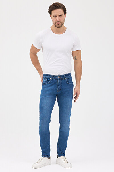 jean black بنطال جينز رجالي أزرق بقصة ضيقة من الجينز ليكرا