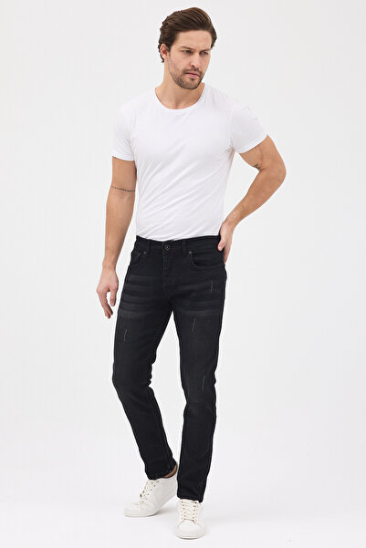 jean black Blugi Negri Bărbați Blugi Skinny Fit Lycra Narrow Nails