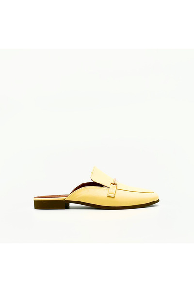 Folle Yellow Genuine Leather Women Loafer Slippers