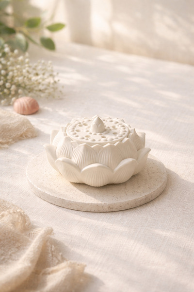 Genel Markalar Kapaklı Lotus Tütsülük, Mumluk Dekoratif Buhurdanlık Ev Aromat...