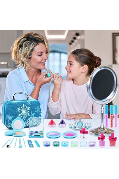 ABS PLASTİC GLASS مجموعة مكياج للأطفال قابلة للغسل من 32 قطعة للبنات من Metan...