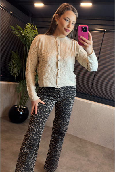 MİR STORE Krem Bürümcük Kısa Triko Hırka