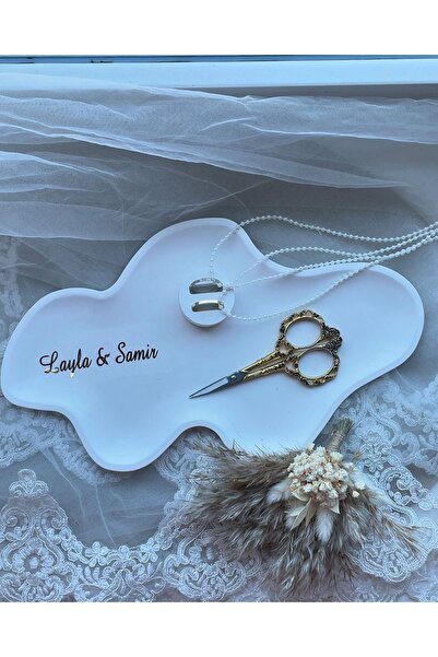 Özalp Decor Sade Nişan , Söz Tepsisi Oval Lüks 2’li Yüzük Yükseltici Set , El...