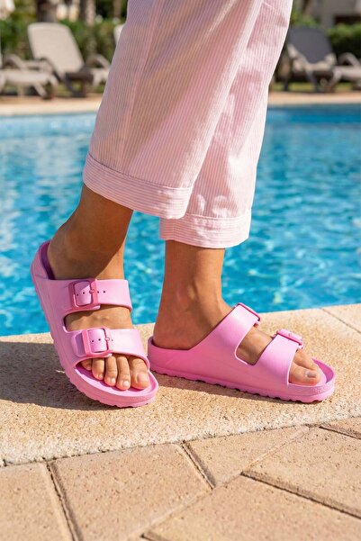 GEZER Καλοκαιρινές γυναικείες παντόφλες πισίνας με διπλή πόρπη, ρυθμιζόμενο μ...