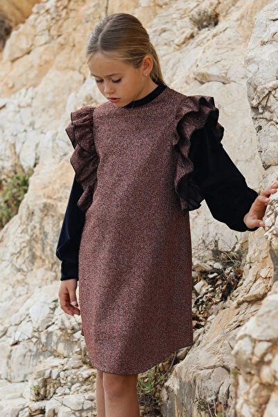 SheShe Girl's Bronze Shimmer Sweat Dress