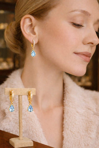 Soleildor 925 ayar Orijinal Gümüş Kişiye Özel Damla Doğum Taşlı Gümüş Küpe