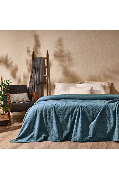 Dinarsu Sherpa Double Blanket - Indigo - 180X220 cm
