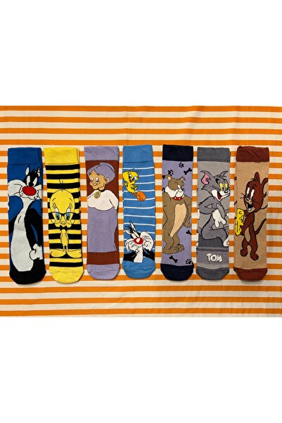 AL Bİ 90LIK Pachet de 7 șosete din bumbac colorate cu modele mixte