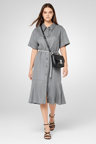 Stella McCartney Women Tie Belt Midi Dress, Grey