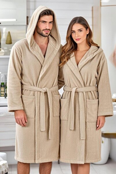 Touch Halat de baie cu glugă organic 100% bumbac (CU CADOU PAPUCI)