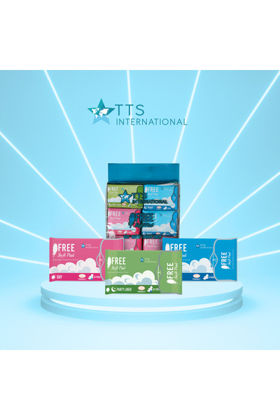 TTS فوط صحية ناعمة مجانية - مجموعة فوط صحية نسائية صحية مكونة من 6 قطع