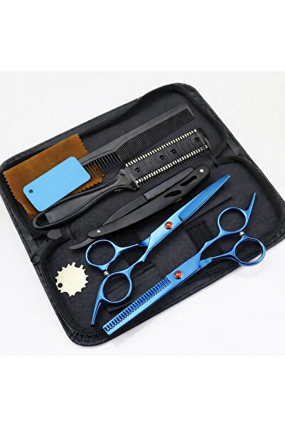 valkyrie 6 Parça 6 İnç Valkyrie Mavi Renk Deri Çantalı Berber Kuaför Saç Maka...