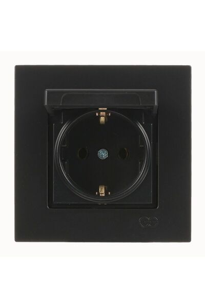 Günsan Elektrik Günsan Eqona Metalik Siyah Kapaklı Topraklı Priz